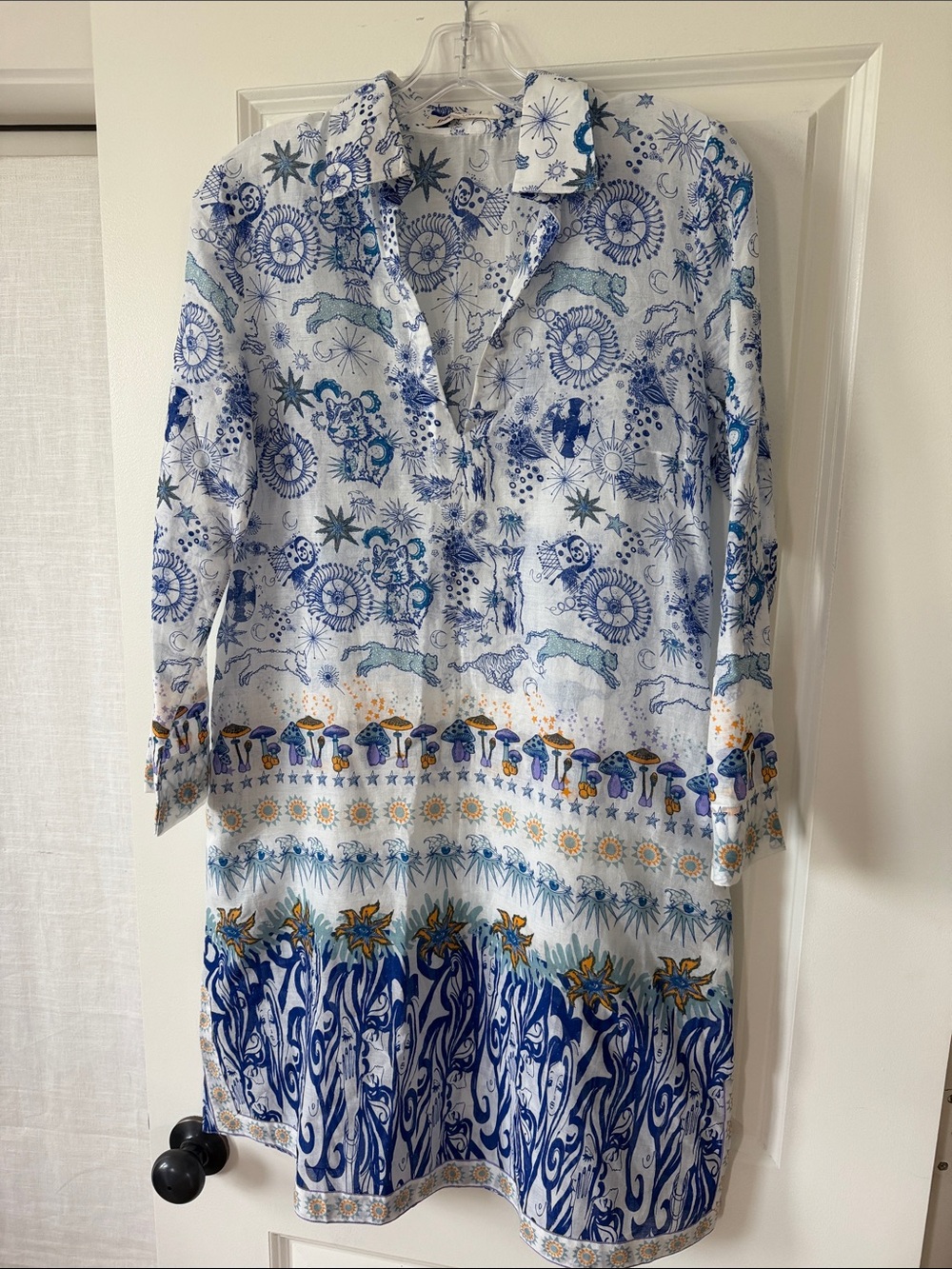 Emporio Sirenuse Blue & White Printed Tunic Coverup, IT38